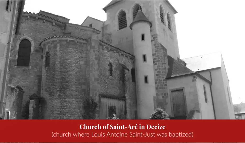 Exterior of the Church of Saint-Aré in Decize, the church where Louis-Antoine Saint-Just was baptised.